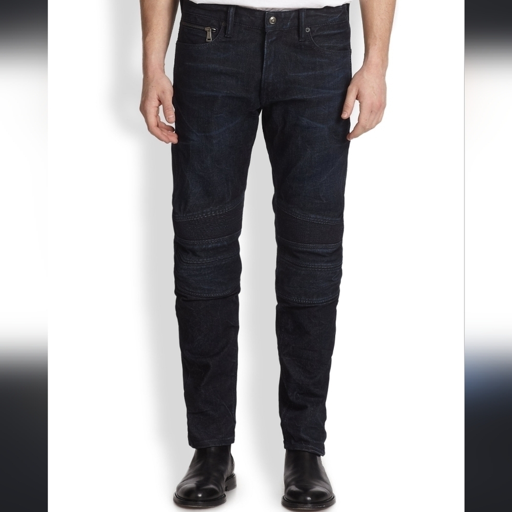 RALPH LAUREN BLACK LABEL MEN'S VELVET MOTO STYLE JEANS 32